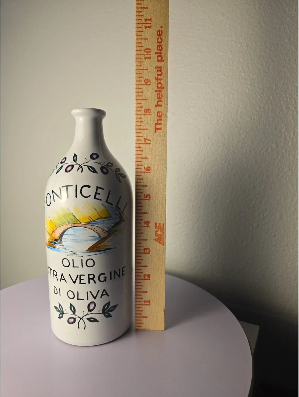 FIMA Deruta Italy Hand Painted Ceramic Olive Oil Bottle
